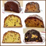 Assortment of Panettone slices showcasing various fillings and flavors.